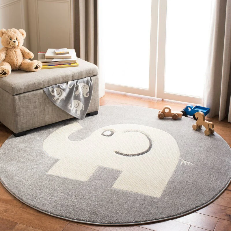 Rabbit-Themed Round Area Rug Stornfield