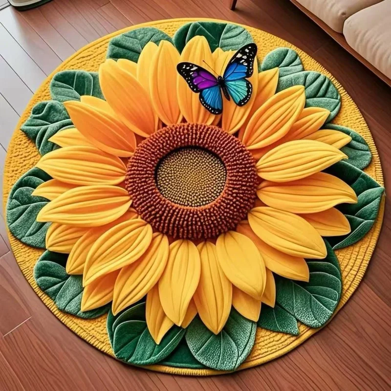Plush Sunflower Decorative Area Rug Stornfield
