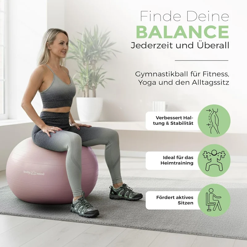 Body & Mind Gymnastikball mit Pumpe - Anti-Burst Pilates & Sitzball