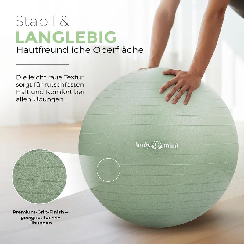 Body & Mind Gymnastikball mit Pumpe - Anti-Burst Pilates & Sitzball
