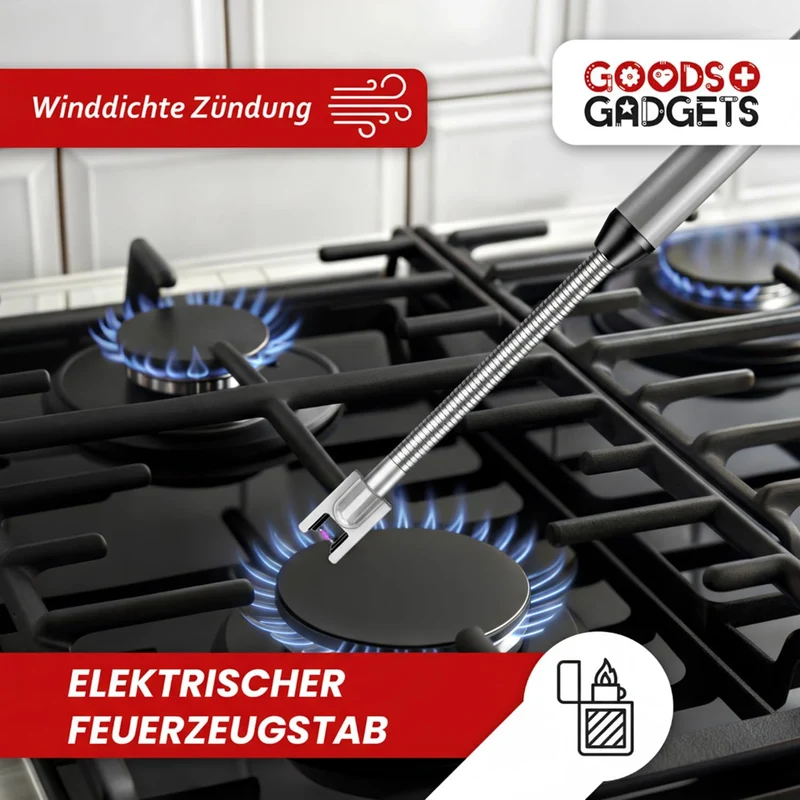 Elektrisches Stabfeuerzeug 360° USB-aufladbar Windfestes Lichtbogen