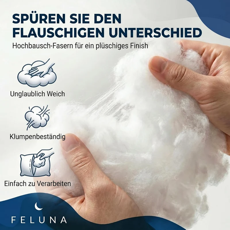 Premium Füllwatte 100% Öko-Tex Polyester für Kissen & Basteln