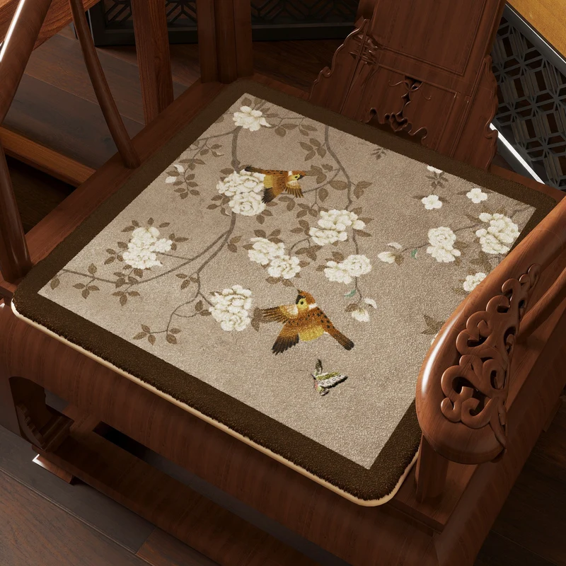 Ornate Birds-Themed Chair Cushion Stornfield