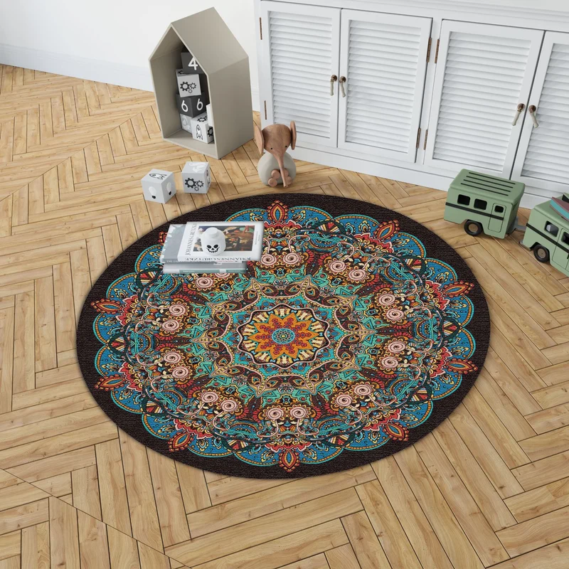 Mandala Print Round Area Rug Stornfield