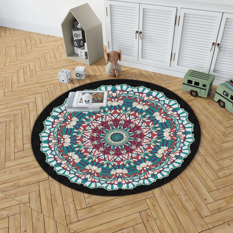 Mandala Print Round Area Rug Stornfield