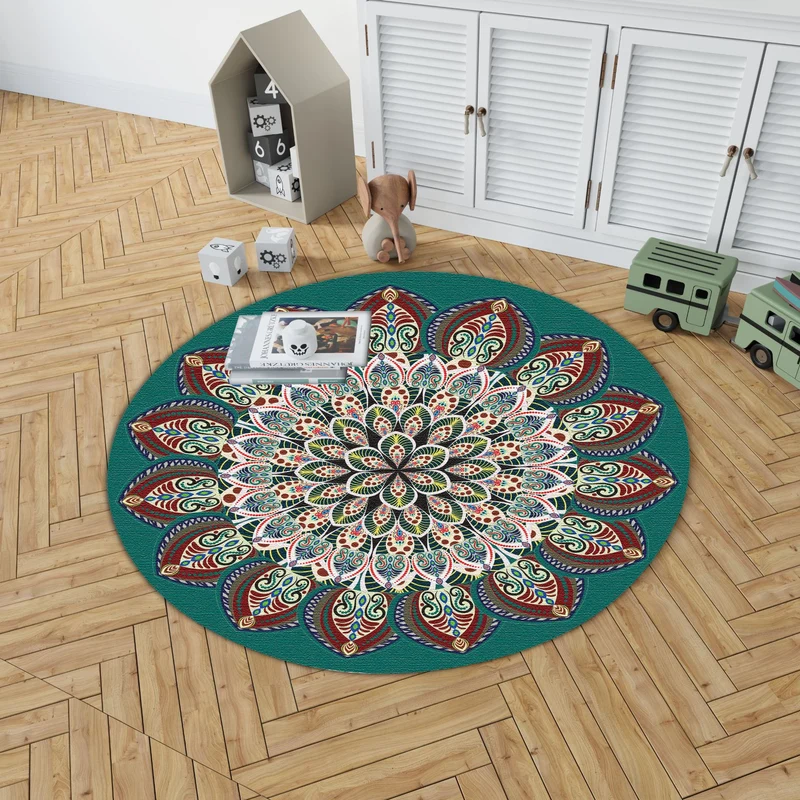 Mandala Print Round Area Rug Stornfield