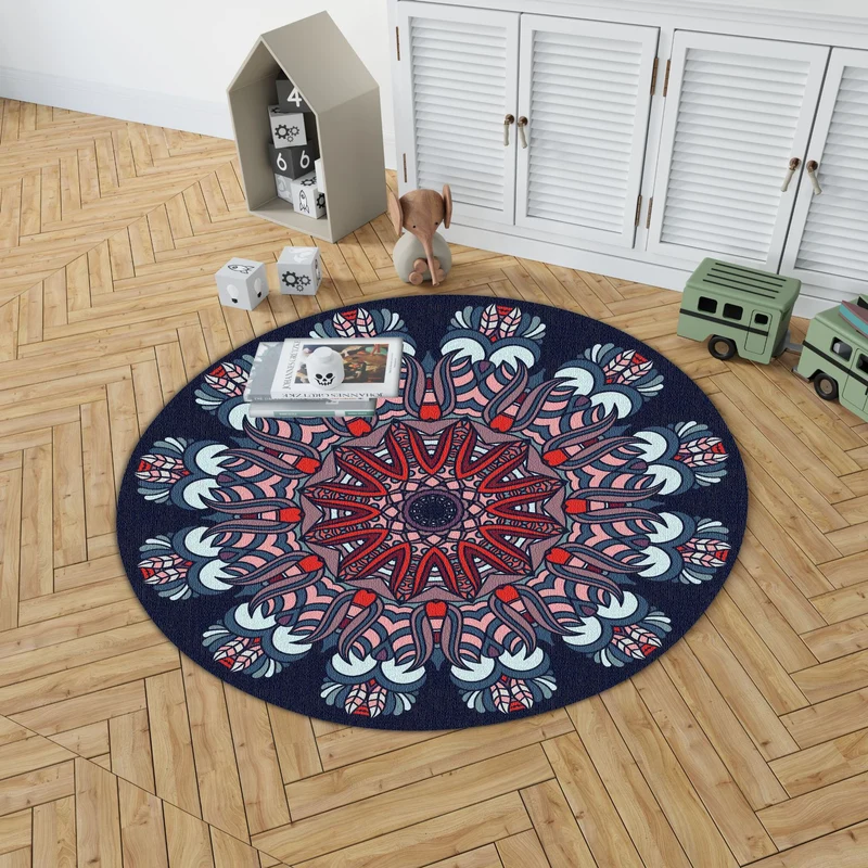 Mandala Print Round Area Rug Stornfield
