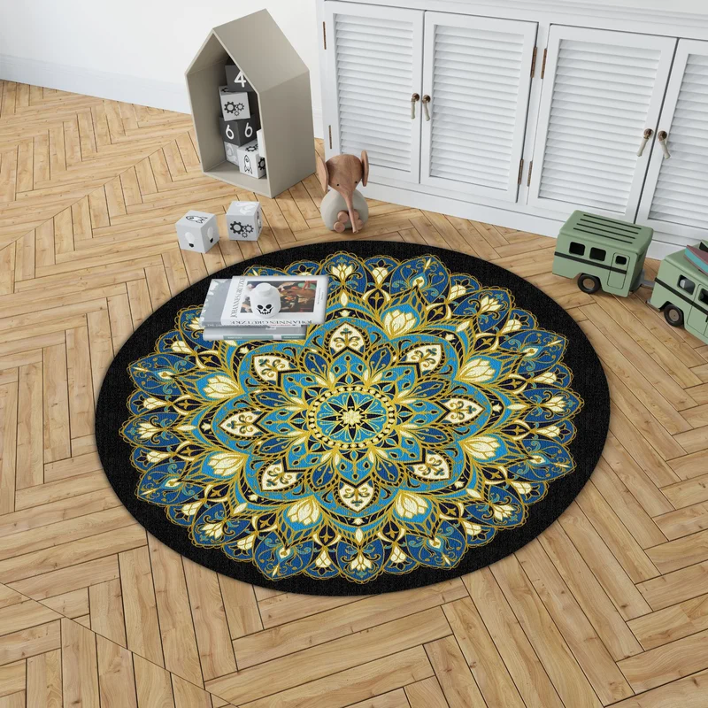 Mandala Print Round Area Rug Stornfield