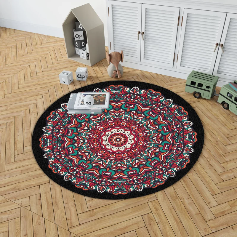 Mandala Print Round Area Rug Stornfield