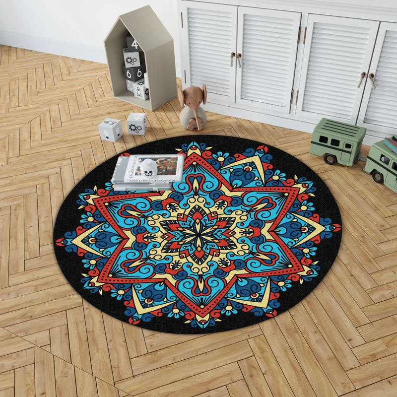 Mandala Print Round Area Rug Stornfield