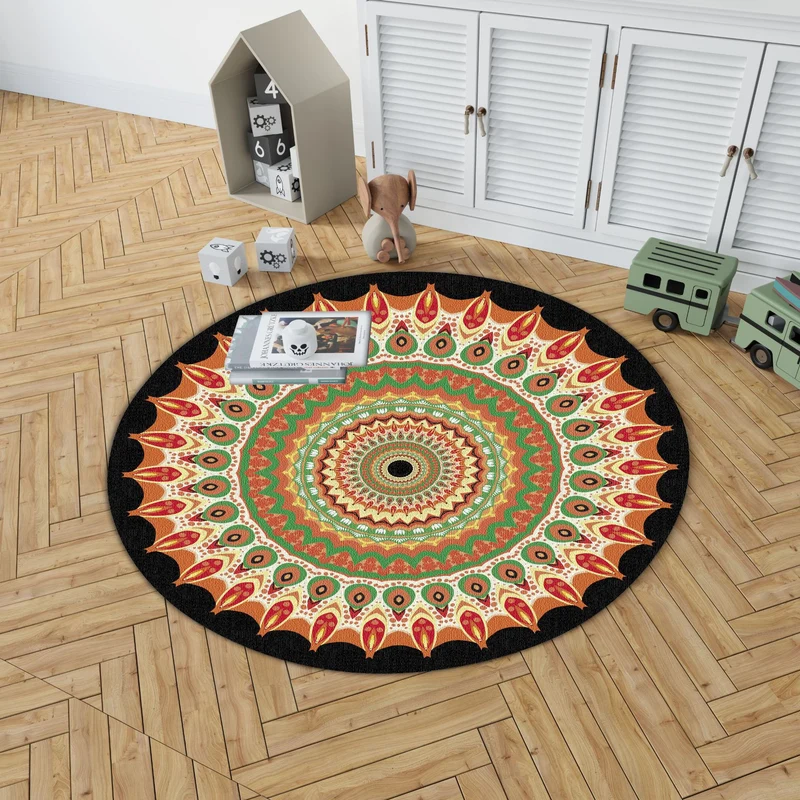 Mandala Print Round Area Rug Stornfield