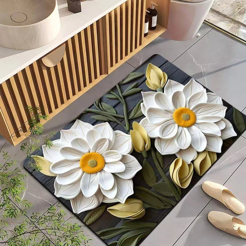 Leaf-Patterned Bathroom Mat Stornfield
