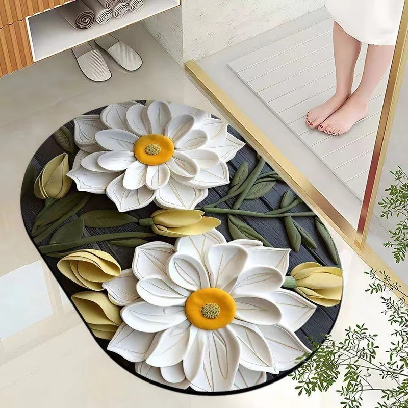 Leaf-Patterned Bathroom Mat Stornfield