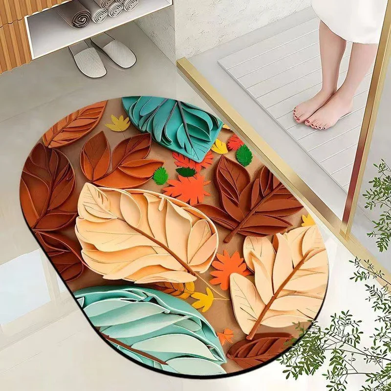 Leaf-Patterned Bathroom Mat Stornfield
