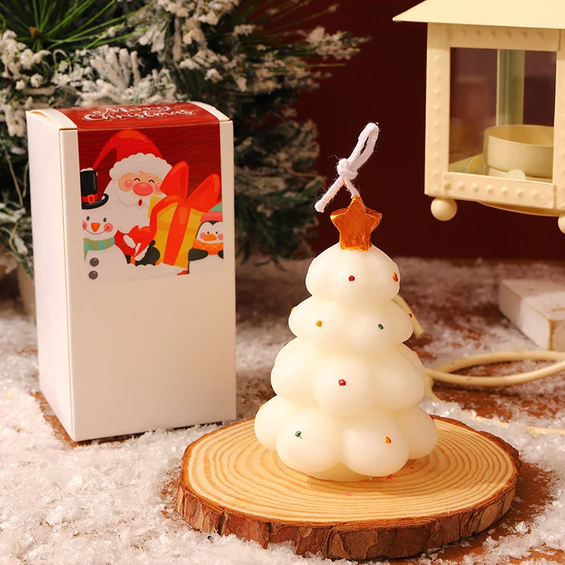 Christmas Tree-Shaped Hanging Decorative Soy Wax Ornament Candle with Star Topper
