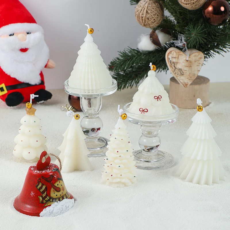 Christmas Tree-Shaped Hanging Decorative Soy Wax Ornament Candle with Star Topper