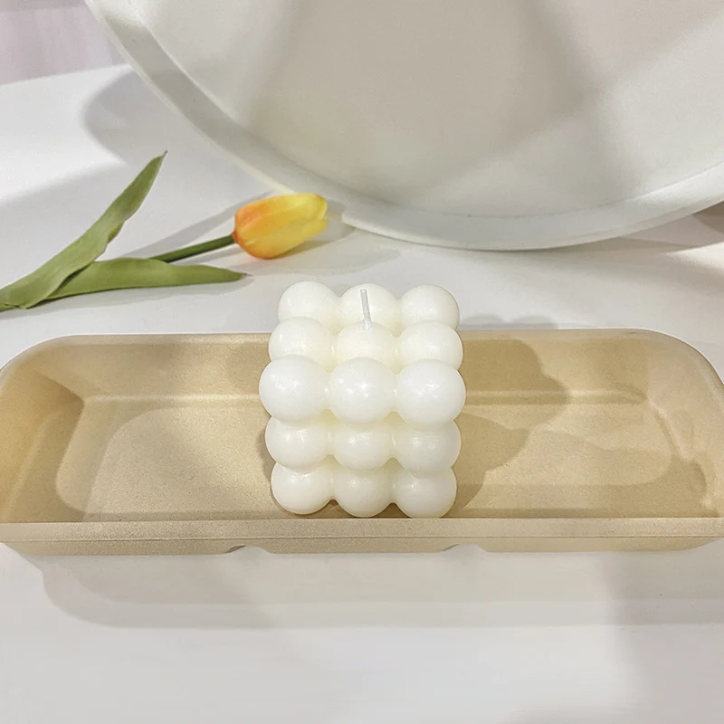 Bubble Cube Sculptural Decorative Soy Candle