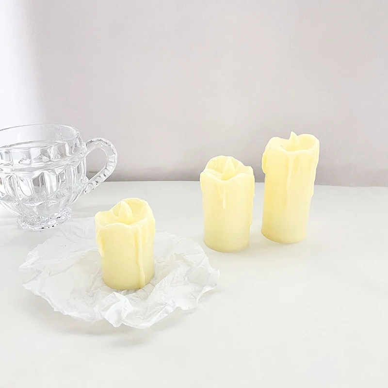 Battery-Operated Wax-Look Drip-Edge Flameless LED Pillar Candle Set