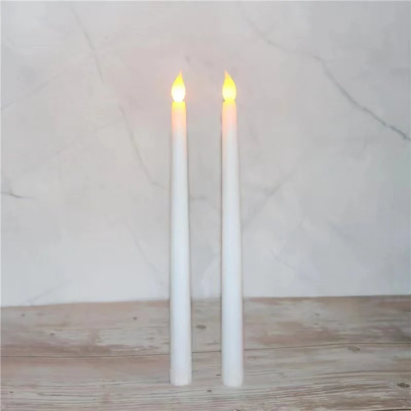 Battery-Operated Slim LED Taper Candles with Flicker Flame & Rechargeable Base
