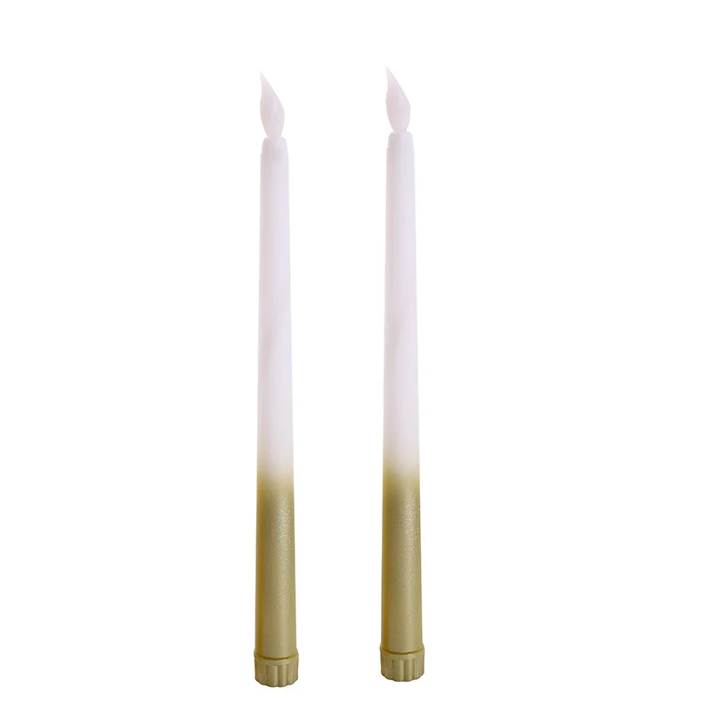 Battery-Operated LED Gradient Taper Candle Set with Flicker Flame and Detachable Bases