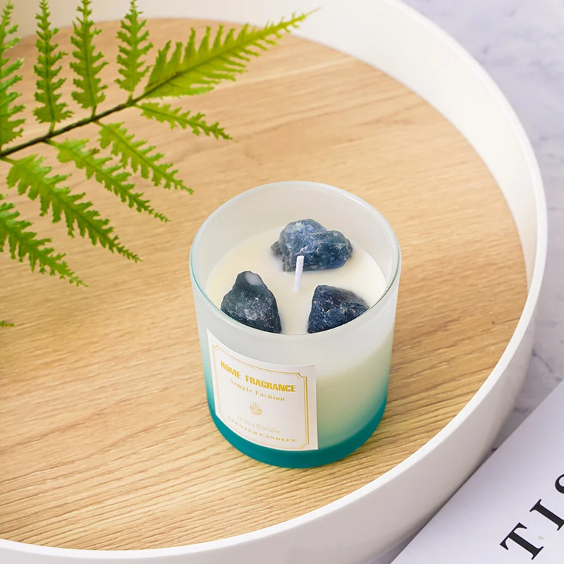 Aromatic Gemstone-Top Frosted Glass Jar Candle