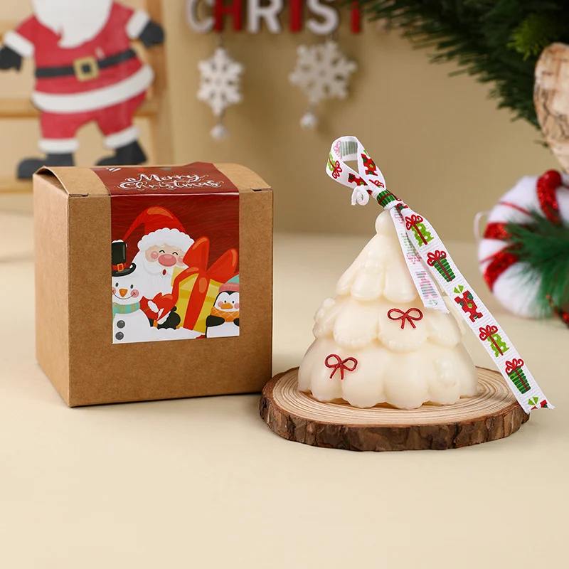 Hand-Poured Christmas Tree Shaped Holiday Scented Decorative Candle with Gift Box