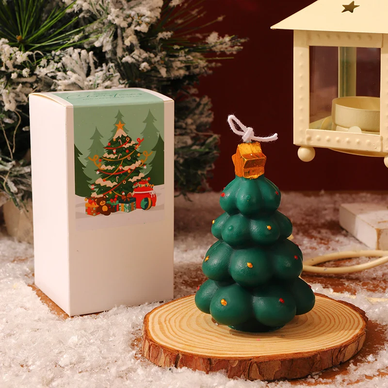 Hand-Poured Christmas Tree Hanging Decorative Wax Candle with Star Top
