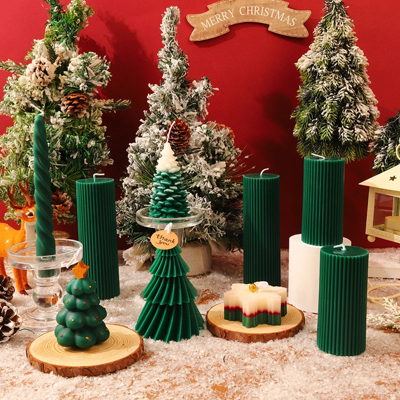 Glass Candle Holders Triple-Height Mantel Centerpiece