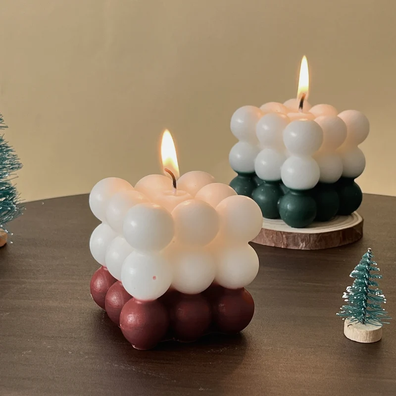 Geometric Cluster Bubble Cube Tabletop Candle