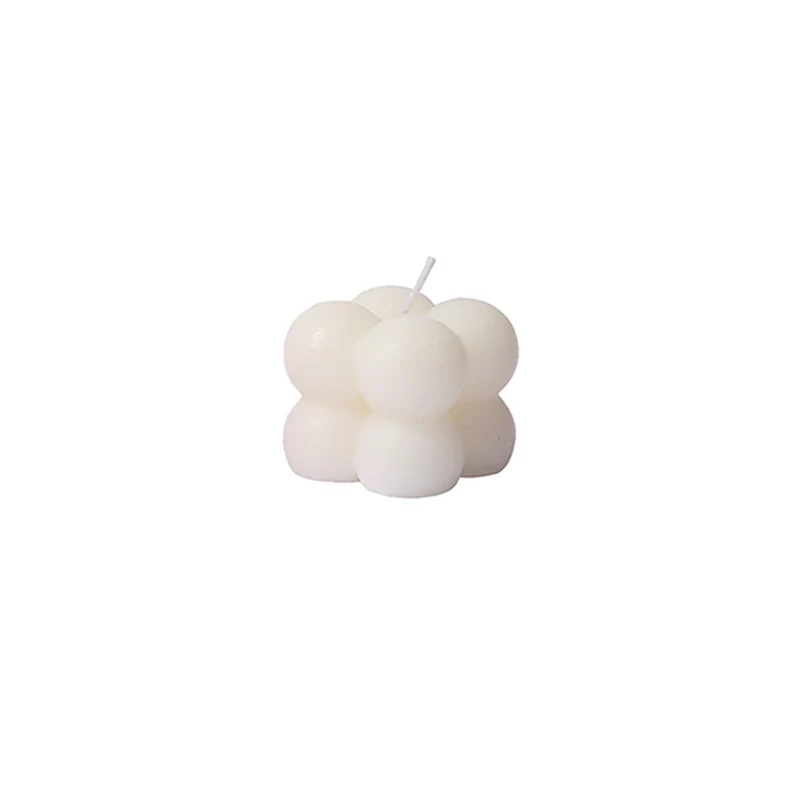 Geometric Bubble-Cube Sculptural Tabletop Wax Candle