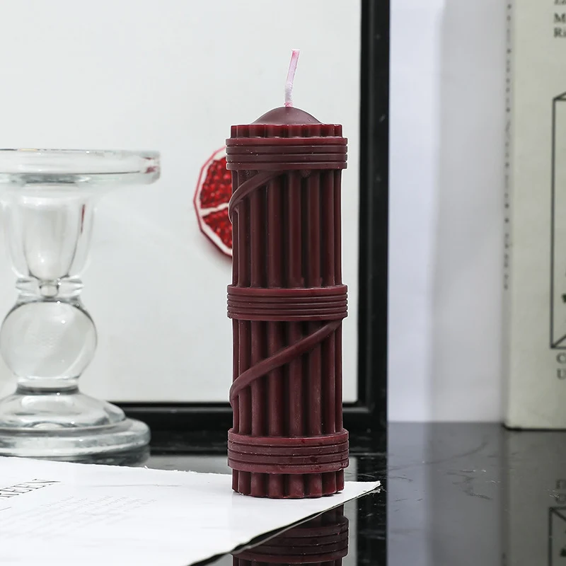 Fluted Column Decorative Pillar Candle with Textured Ribbed Sides