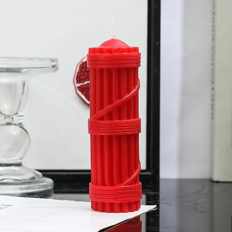 Fluted Column Decorative Pillar Candle with Textured Ribbed Sides