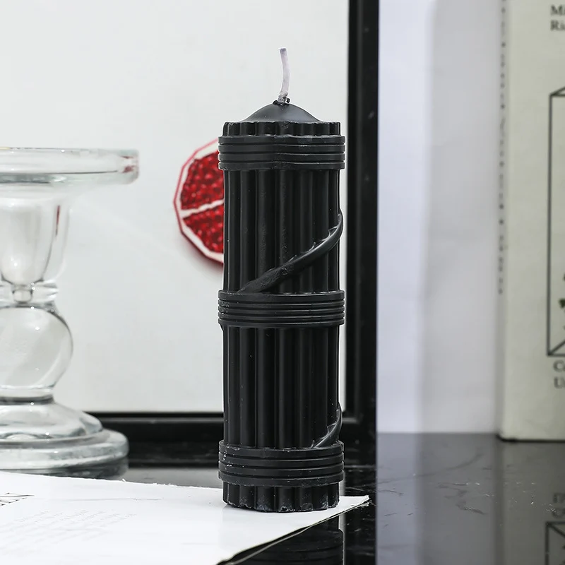 Fluted Column Decorative Pillar Candle with Textured Ribbed Sides
