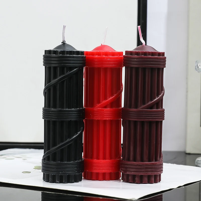 Fluted Column Decorative Pillar Candle with Textured Ribbed Sides