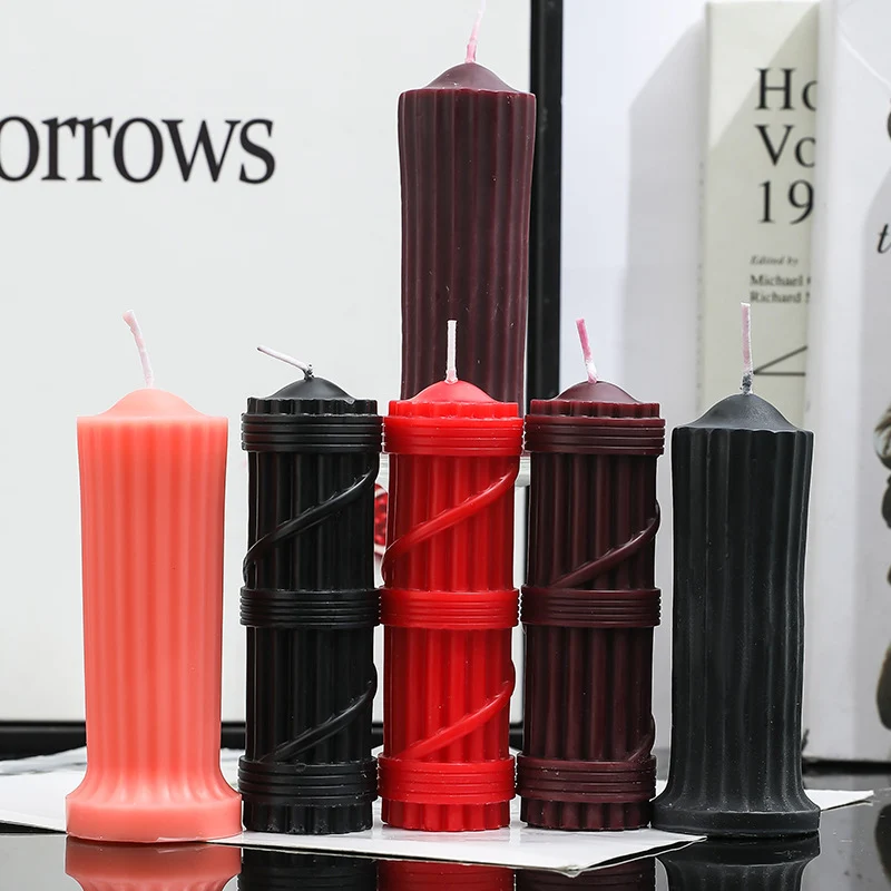 Fluted Column Decorative Pillar Candle with Textured Ribbed Sides