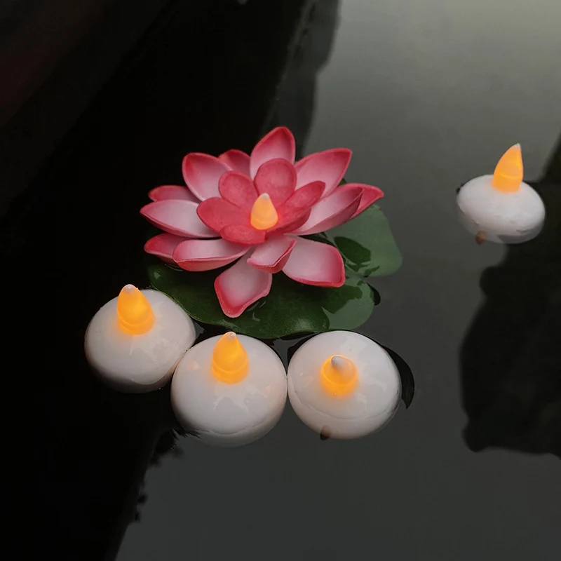 Floating LED Lotus Flower Tealight Set for Pool and Pond Decor