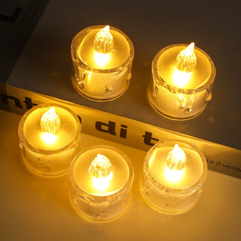 Flameless LED Tea Light Candles with Drip-Effect Glitter Shell
