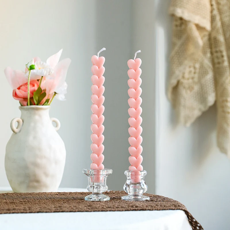 Decorative Vintage-Style Ribbed Glass Candlestick Holder
