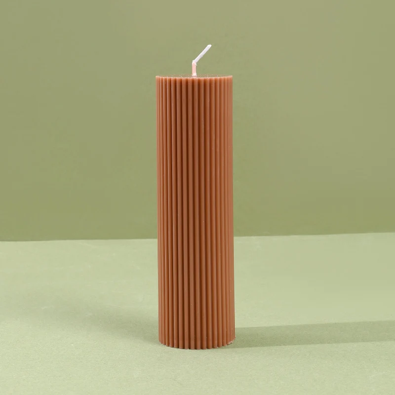 Decorative Tall Ribbed Column Candle for Home Ambience