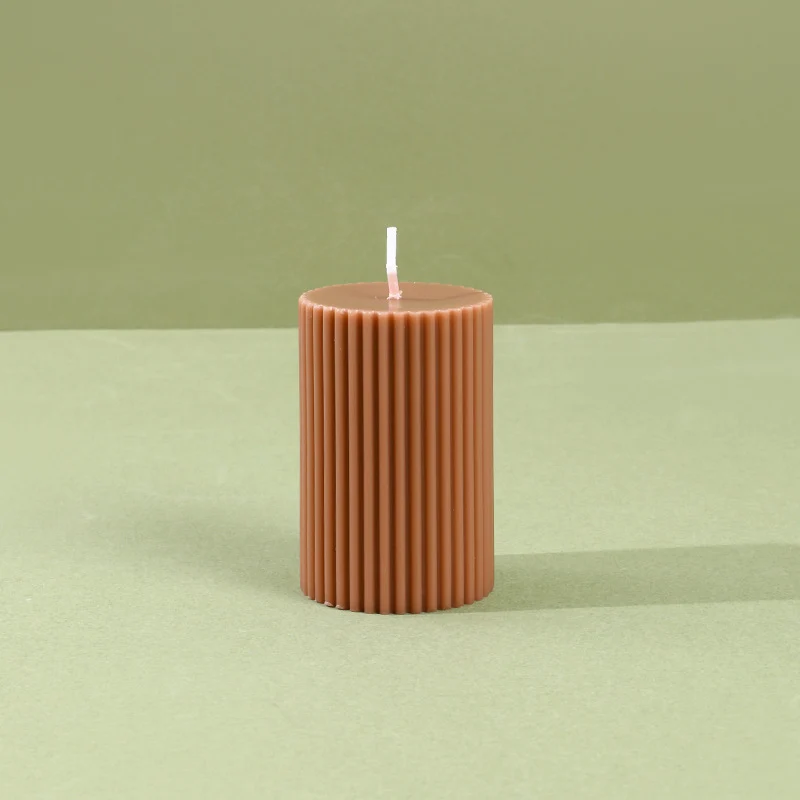 Decorative Tall Ribbed Column Candle for Home Ambience