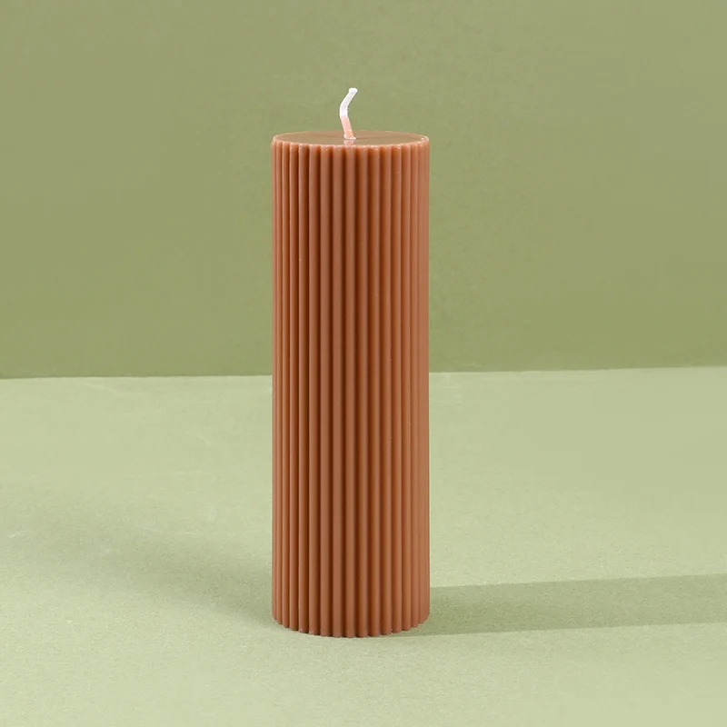 Decorative Tall Ribbed Column Candle for Home Ambience