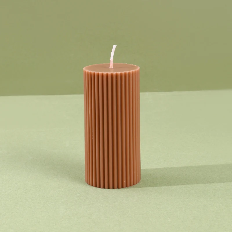 Decorative Tall Ribbed Column Candle for Home Ambience