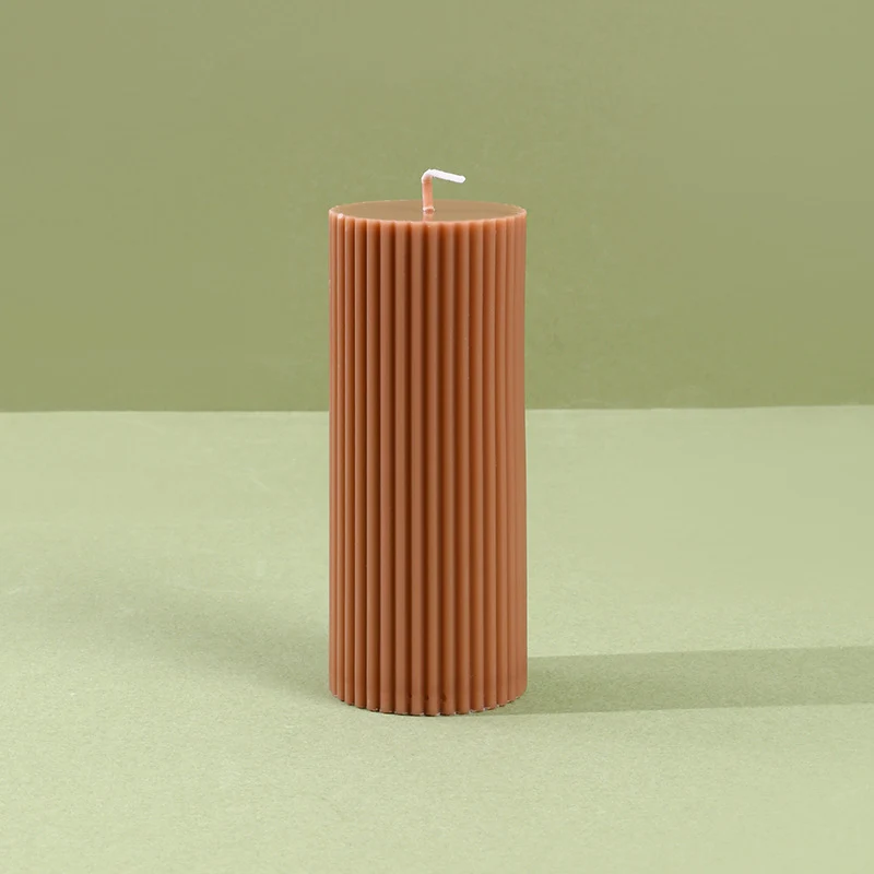 Decorative Tall Ribbed Column Candle for Home Ambience