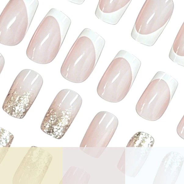 Glamorous French Tip Glitter Nail Extensions Stornfield