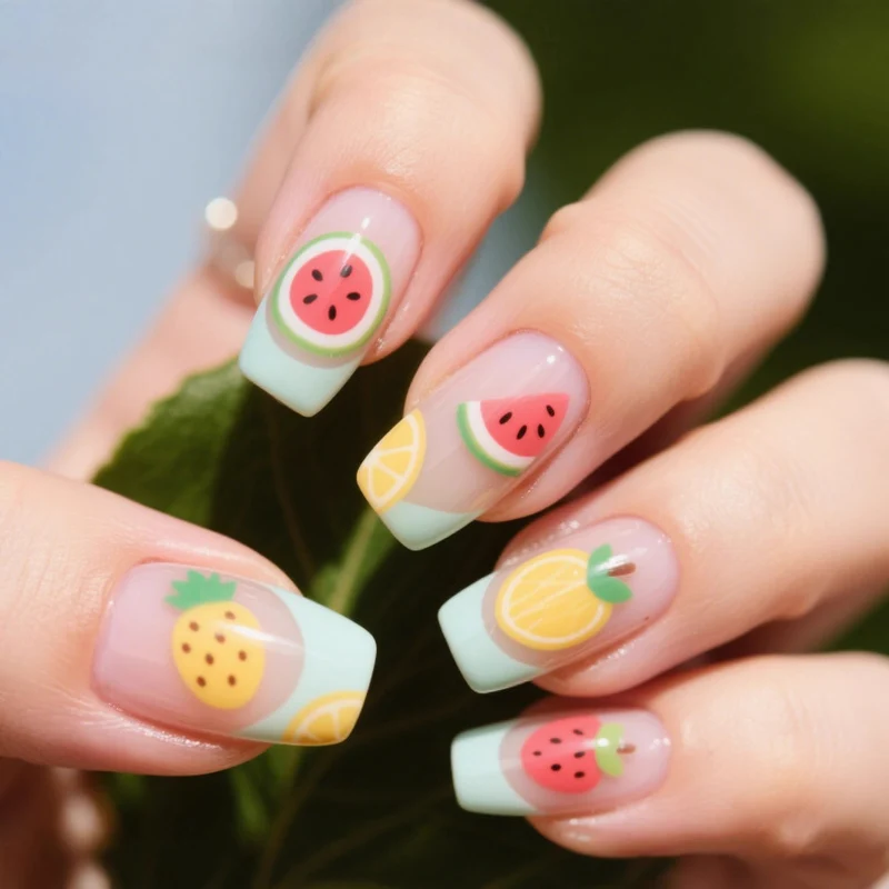 Fun Fruit-Themed Acrylic Nail Art Stornfield