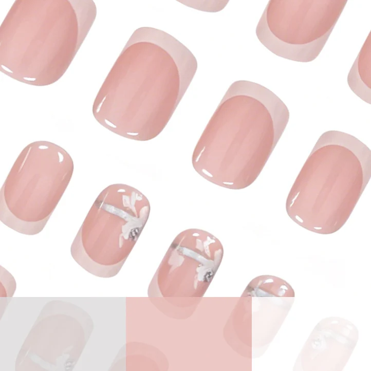 French Tip Floral Nail Art Enhancements Stornfield