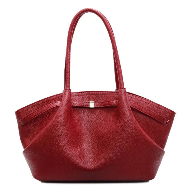 Klassische Narbenleder Tote Bag