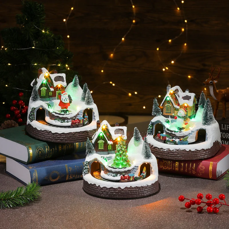 Illuminated Holiday Snow Globe Scene Stornfield