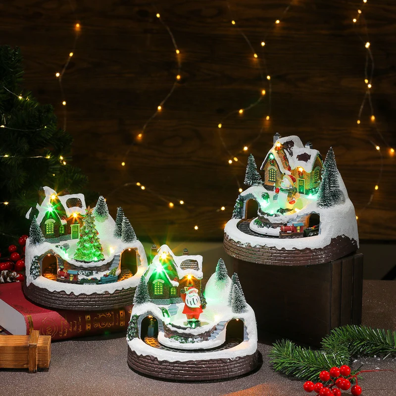 Illuminated Holiday Snow Globe Scene Stornfield