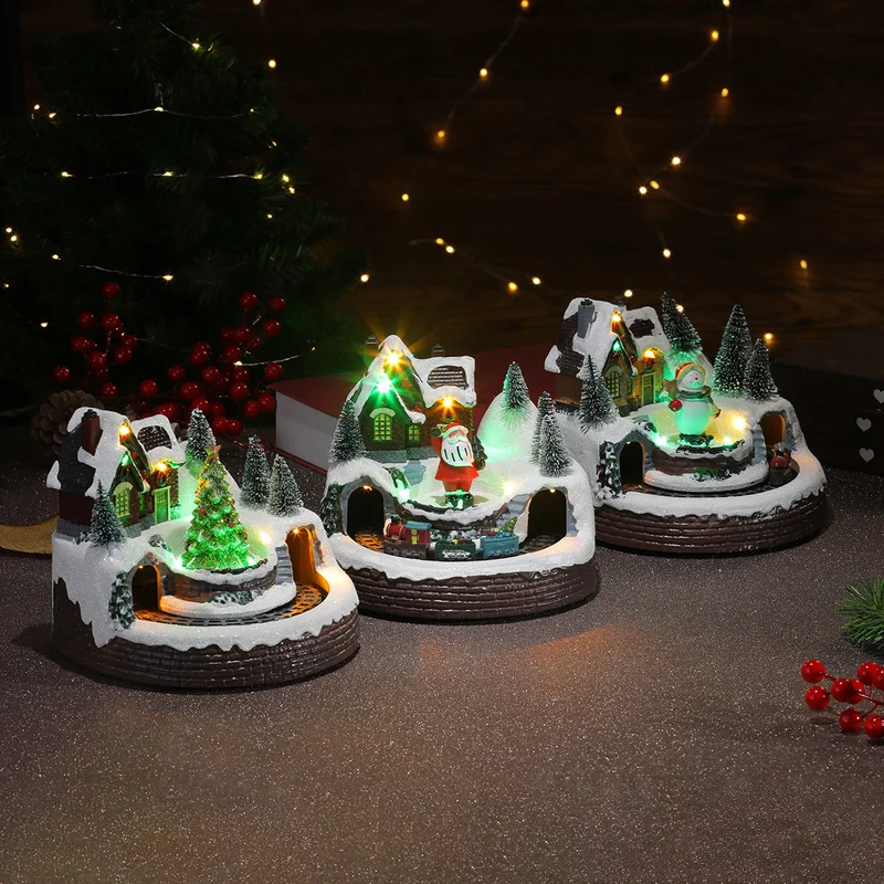 Illuminated Holiday Snow Globe Scene Stornfield
